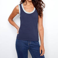 Charlie B - Interlock Knit Tank Top With Crotchet Detail