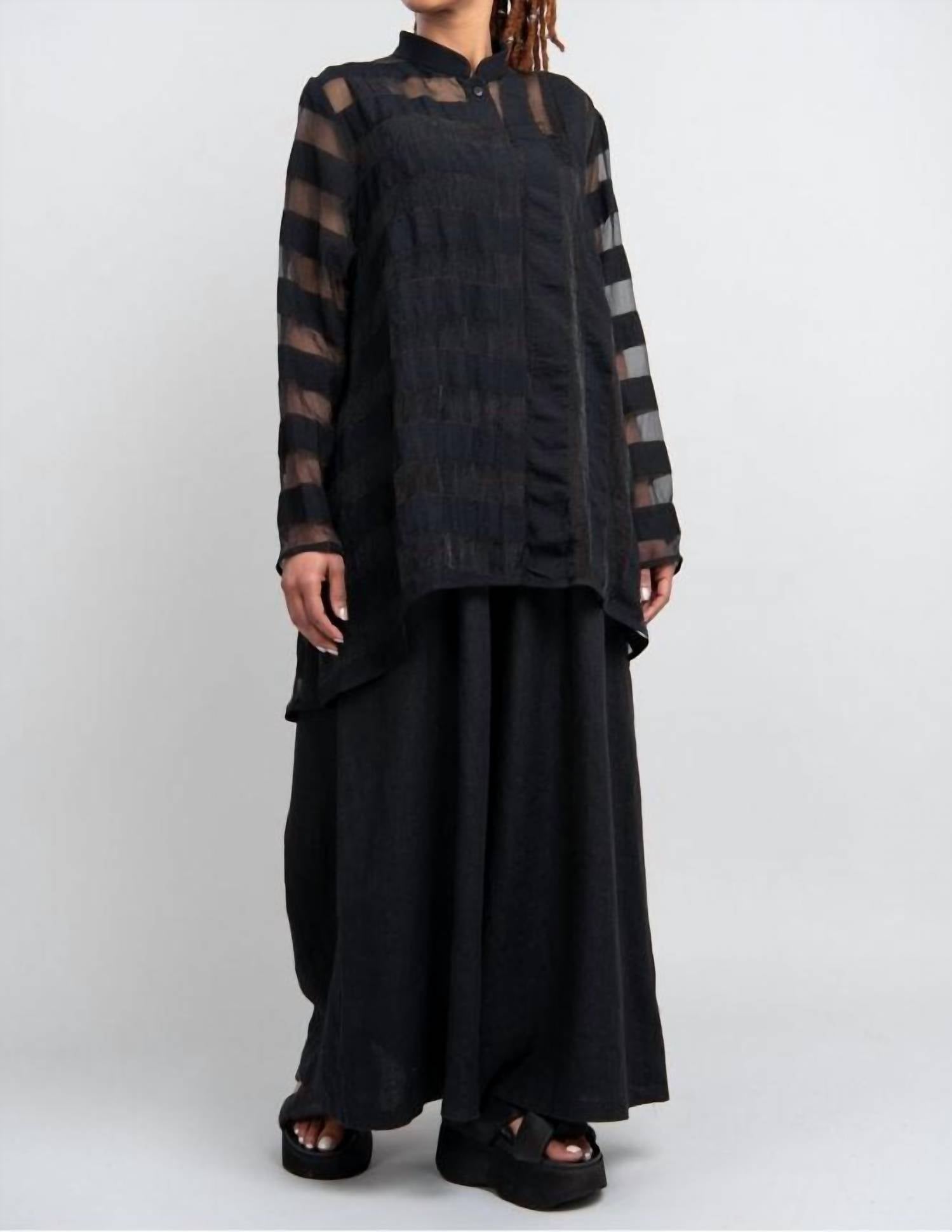 Luukaa - Sheer Button Up Collared Blouse