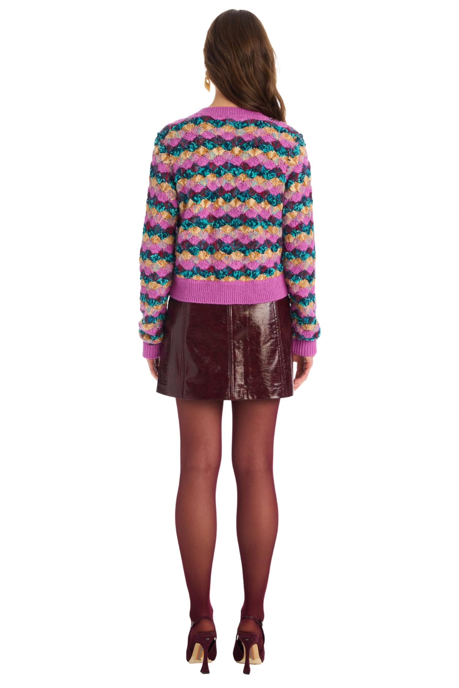 ALLISON NEW YORK Emerson Cardigan in orchid multi - women's cardigan - alternate view