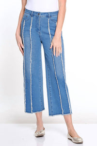 Multiples - Fringe-seamed Denim Crop Jeans