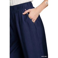 Umgee - Boarder Print Ruffle Hem Wide Leg Pants With Elastic Band