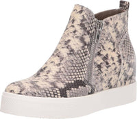 STEVE MADDEN Women's Wedgie Fashion Double Side Zipper Soft Sneakers in natural snake - women's sneaker