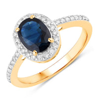 Diana M Jewels Women's Oval Natural Sapphire Fashion Ring (1.82 Ct) - Classic in 14k yellow gold - women's jewelry