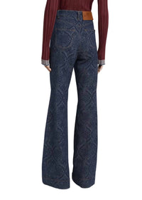 Etro - Flared Jacquard Denim Jean