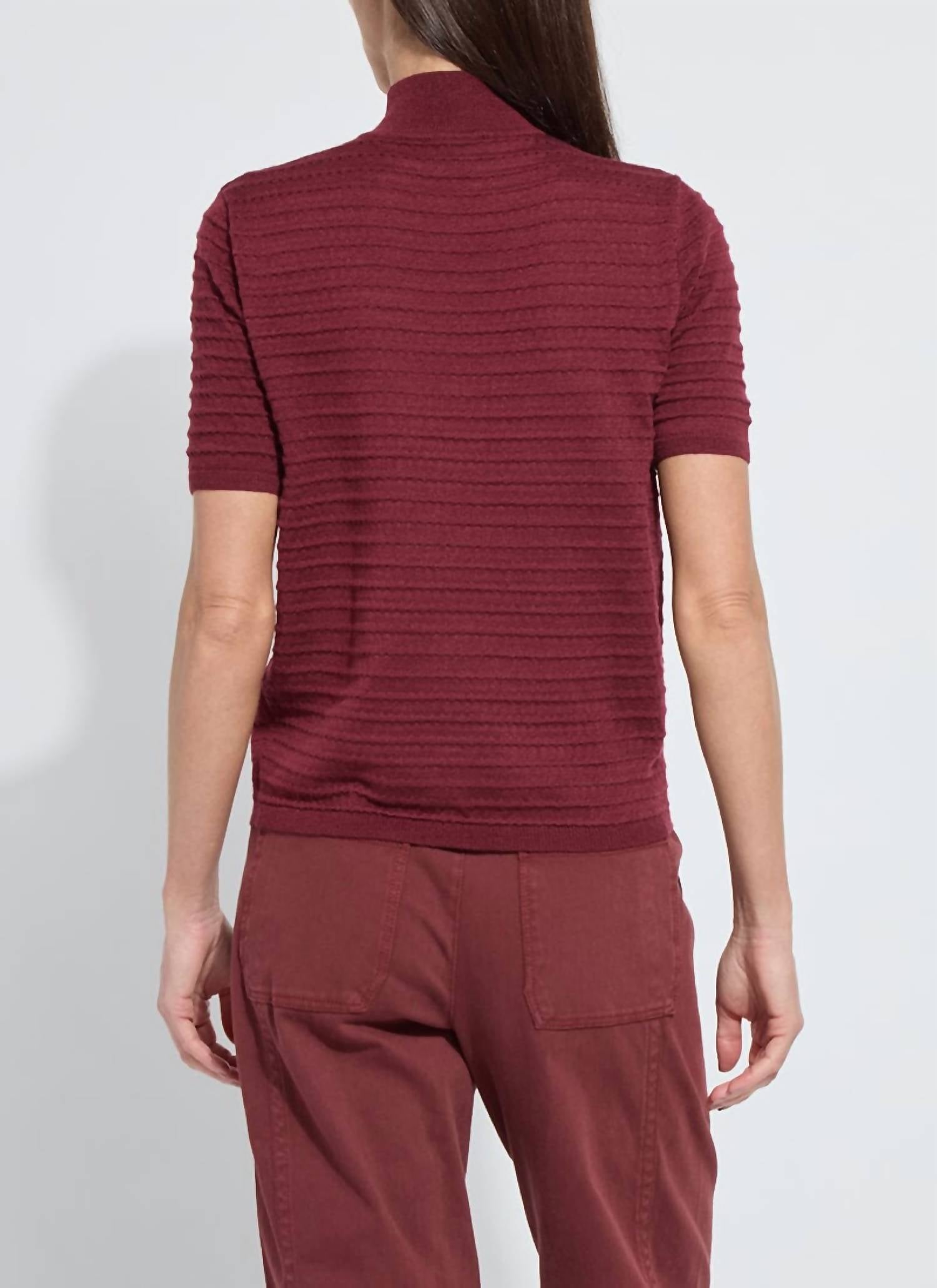 Lysse - Lottie Smocked Mock Short Sleeve Sweater