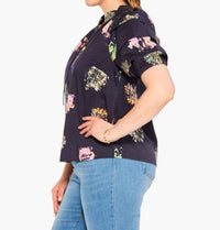 Nic + Zoe Women's Bess Bright Spot Top - Curvy in indigo multi - women's blouse - alternate view