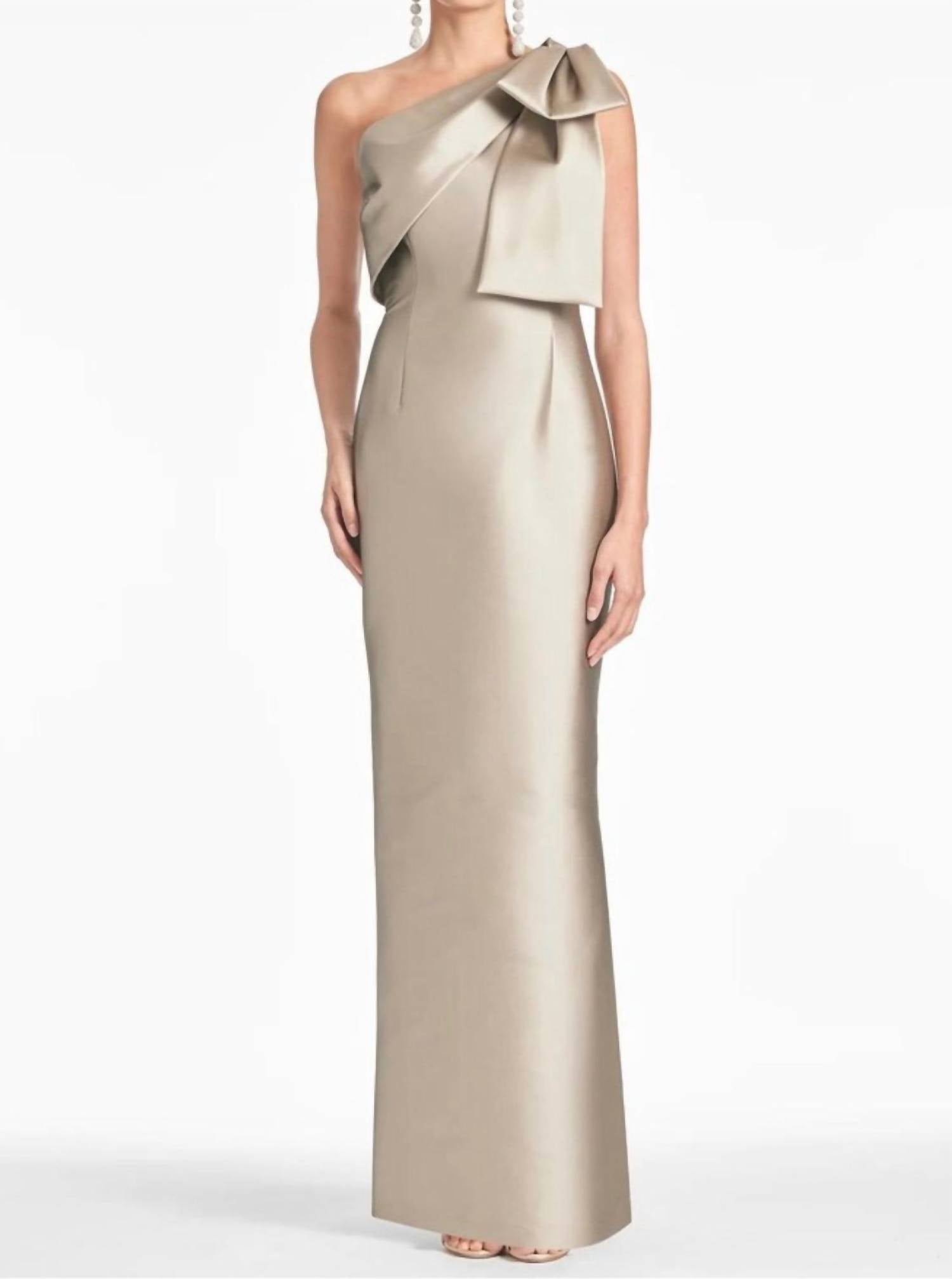 SACHIN & BABI Bonnie One Shoulder Mikado Column Gown in pewter - women's dress