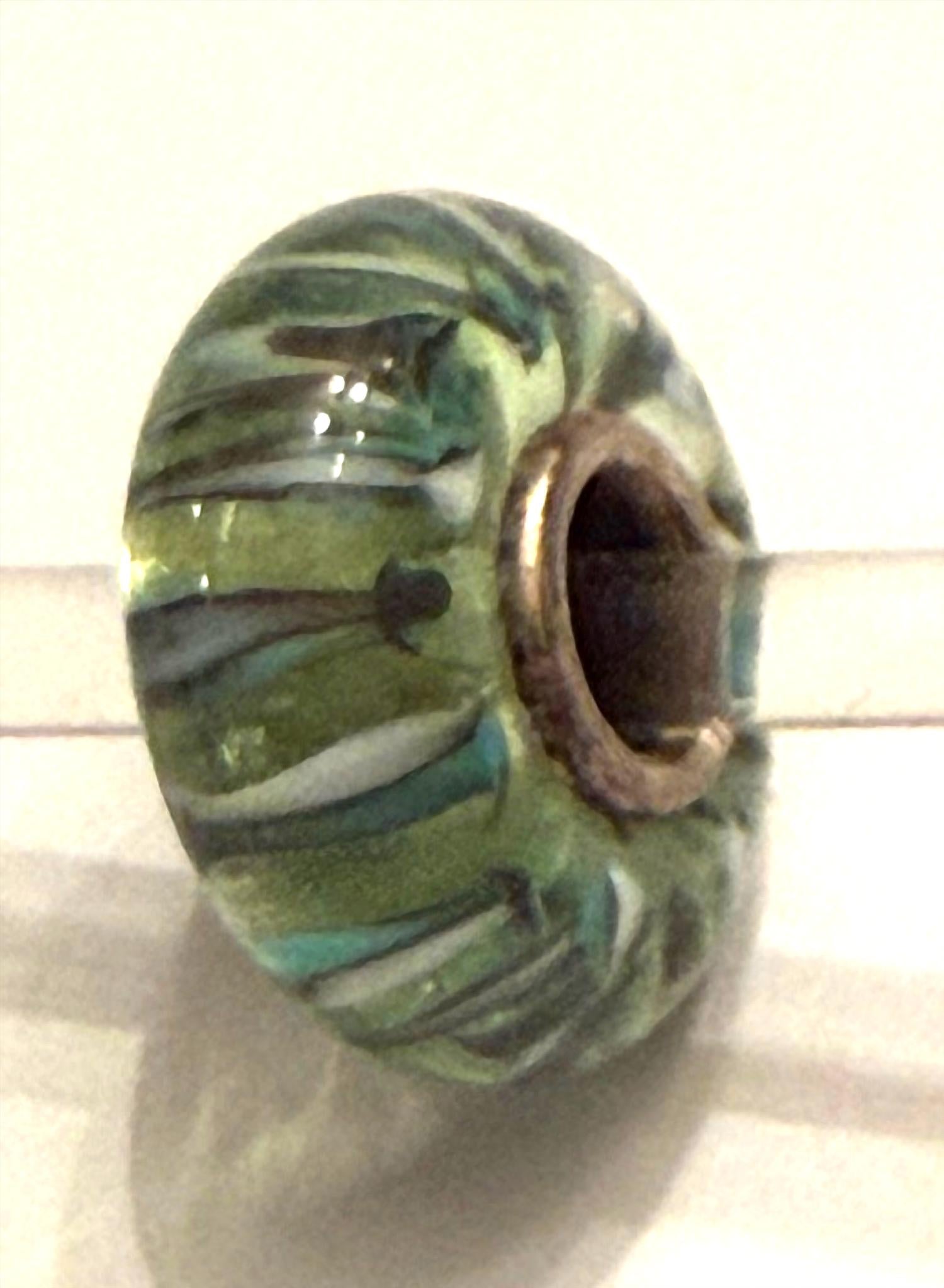 Trollbeads Women's Universal Charm Bead in unique green green stripes - women's item