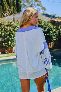 Bucketlist - Color-block Collared Loose Fit Top