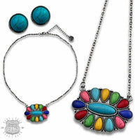 Pink Panache - Women's Stone Necklace & Earring Set