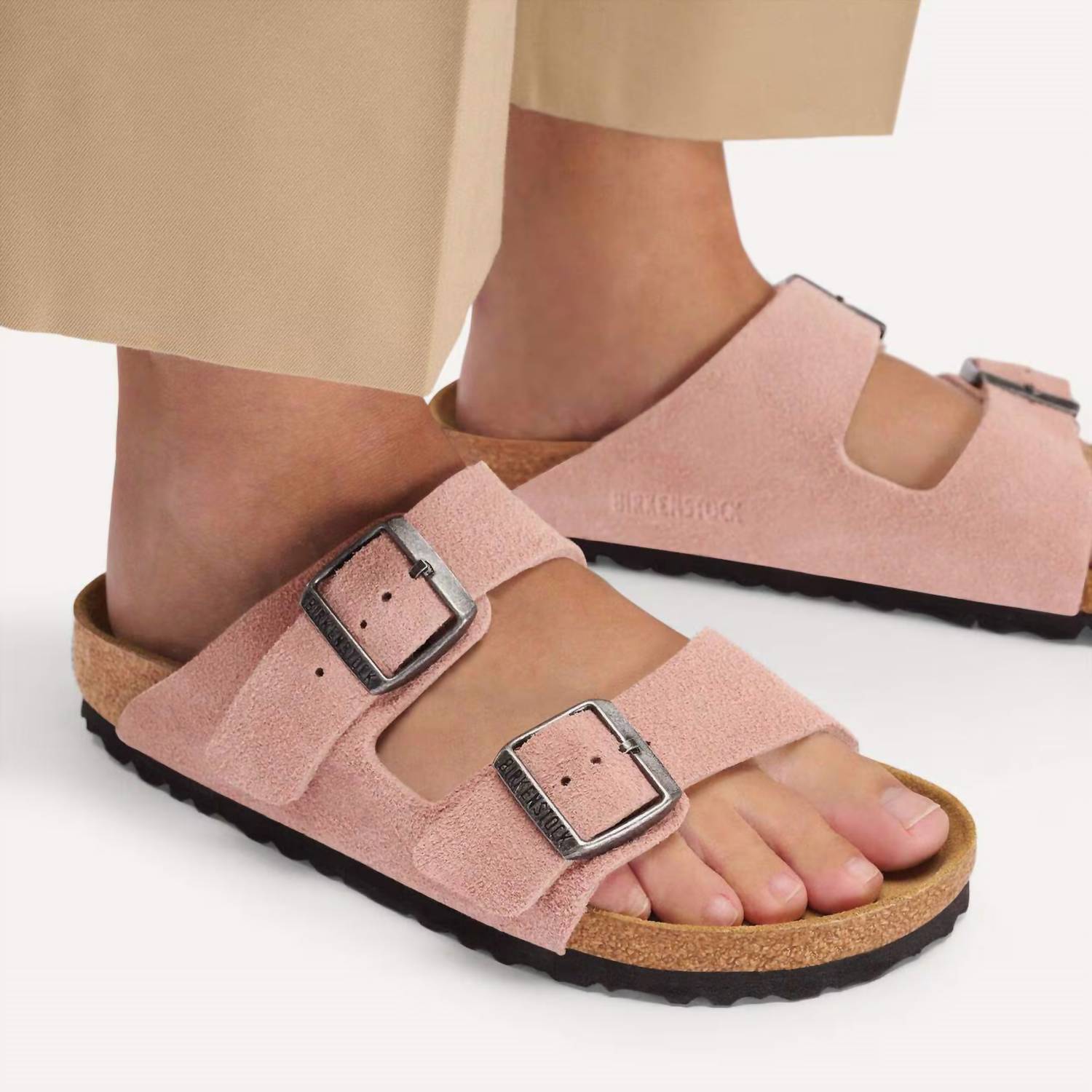 BIRKENSTOCK Women's Arizona Suede Leather Sandal in pink clay - women's sandal - view 6