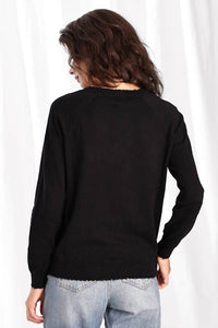 Minnie Rose - Cotton Cashmere Frayed Edge V-neck Sweater Top