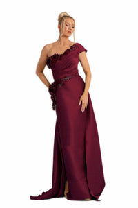 Terani Couture - One-shoulder Long Evening Stretch Mikado Dress