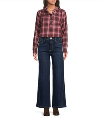 Dear John Denim - Fiona Stretch Denim High Rise Snap Wide Leg Jeans