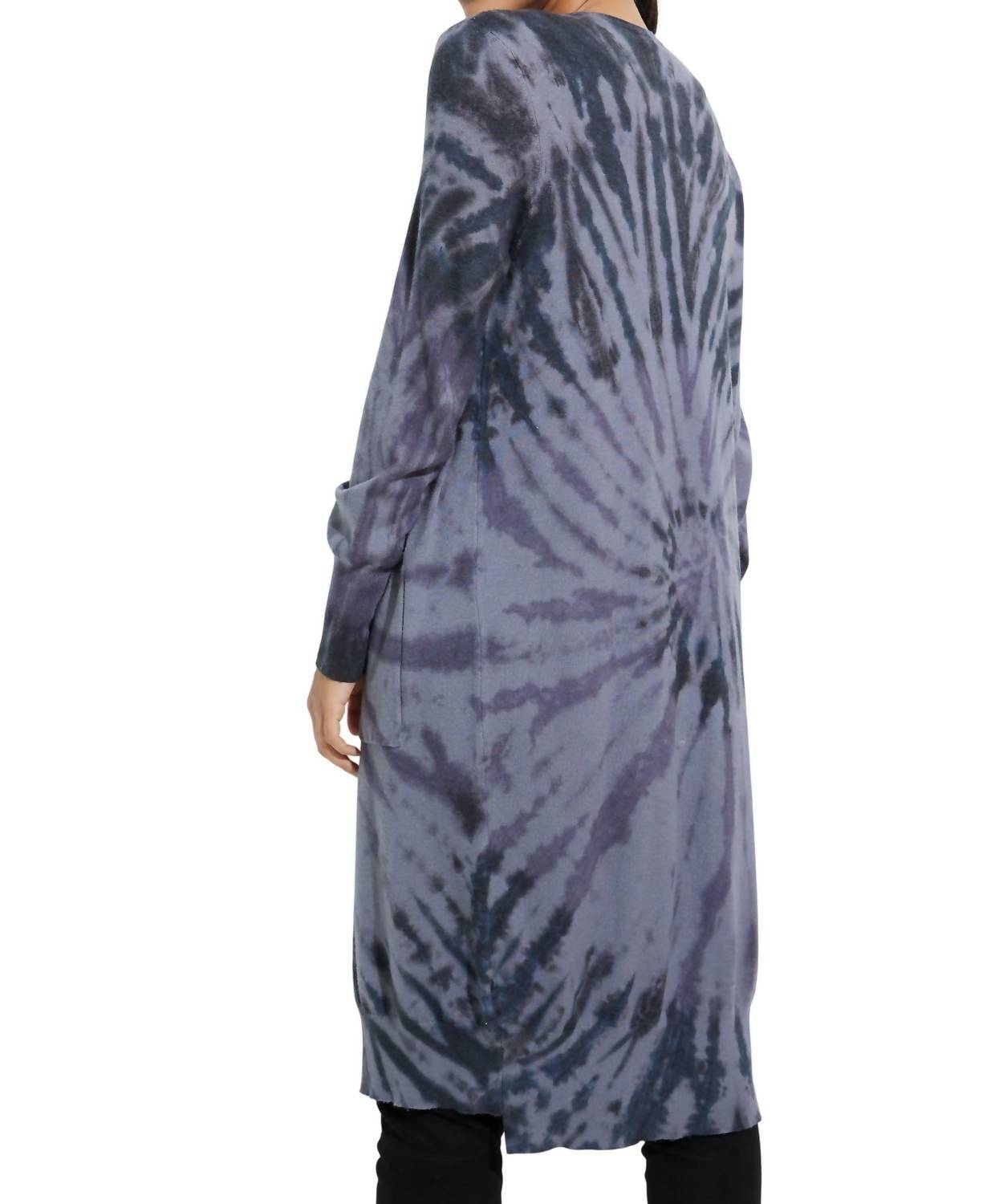 CHARLIE B Tie Dye Cardigan in charcoal - women's cardigan - alternate view