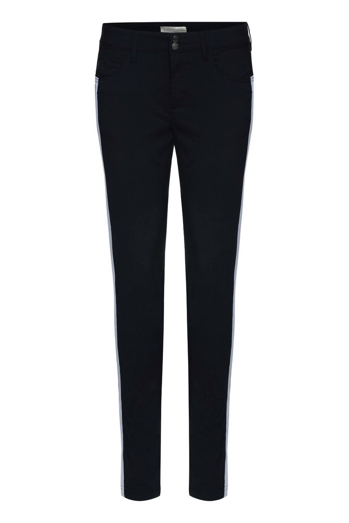 Anatomie Luisa Skinny Jean Pants with Stripe in black white 1 - women's pants - detail view
