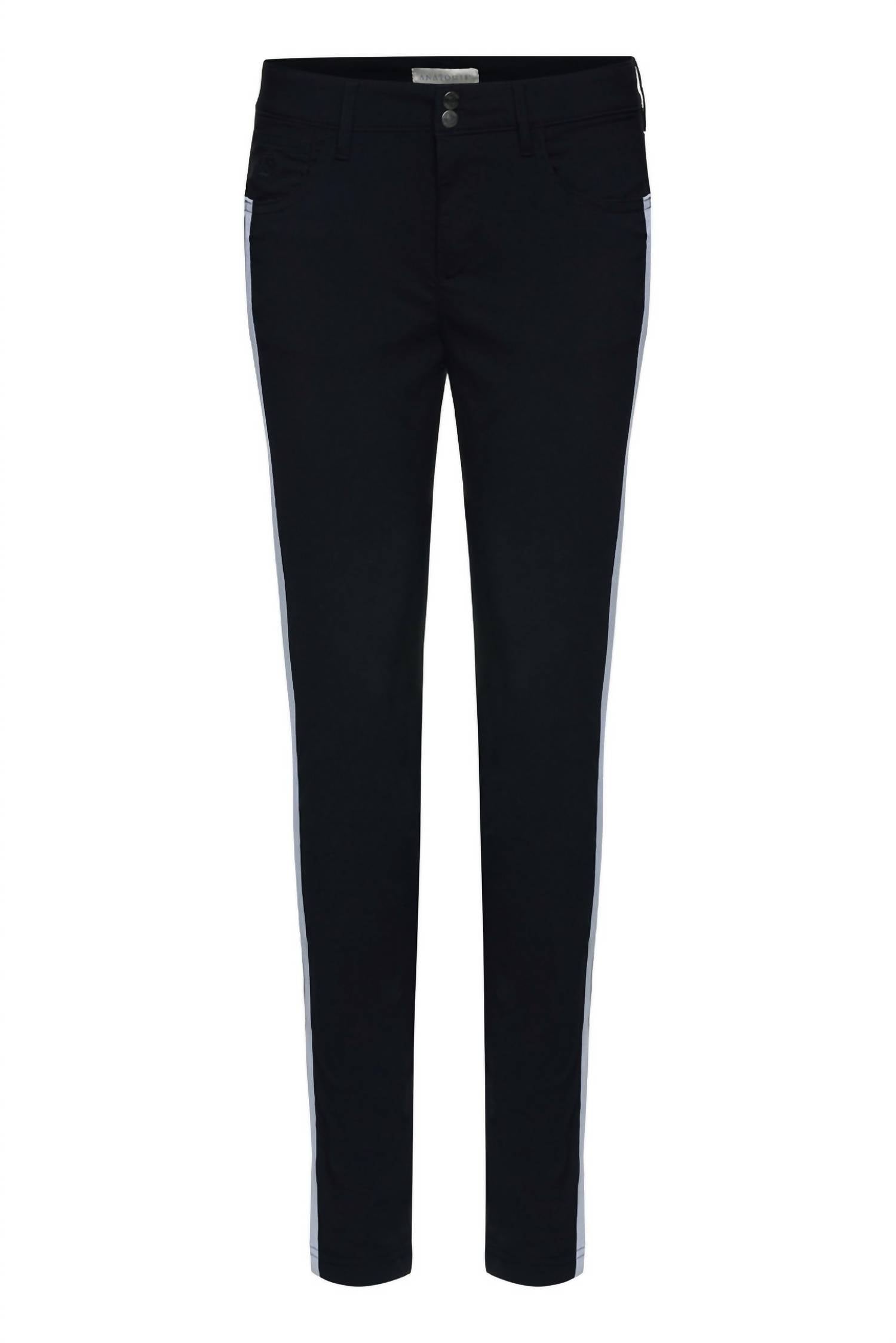 Anatomie Luisa Skinny Jean Pants with Stripe in black white 1 - women's pants - detail view