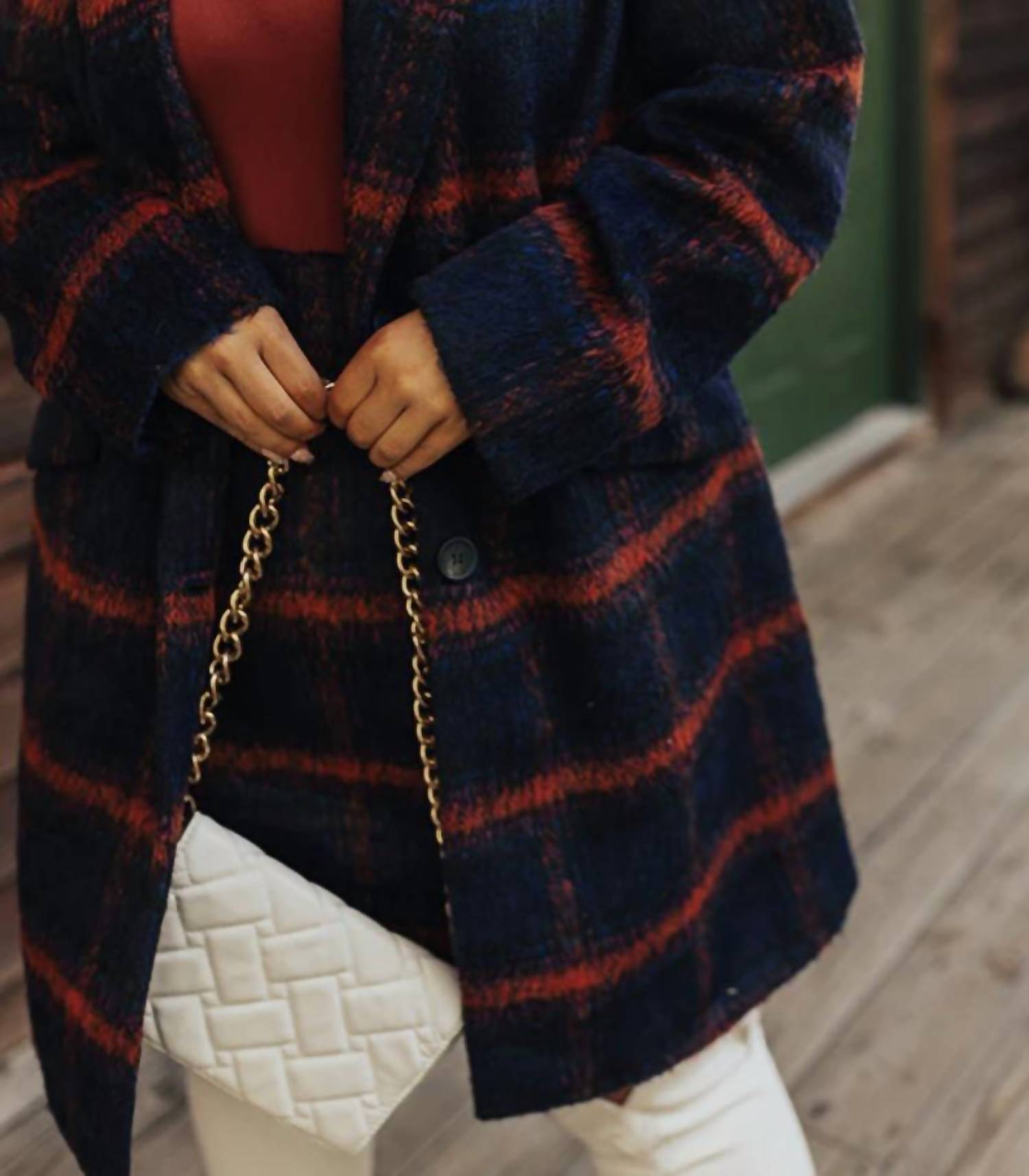 Skies Are Blue - Plaid Long Coat
