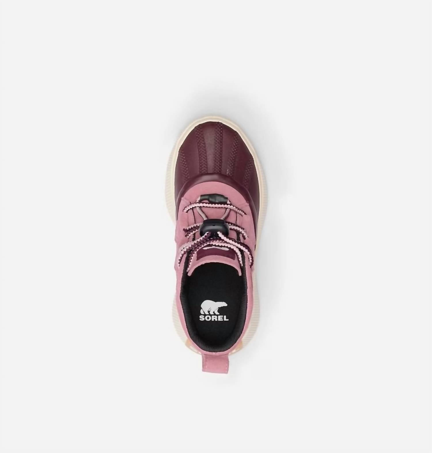 SOREL Youth Out N About IV Classic Waterproof Boots in dazed mauve honey white - kids' shoe - detail view