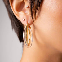 Gold & Honey - Women's Crossover Lucite Hoop Earrings