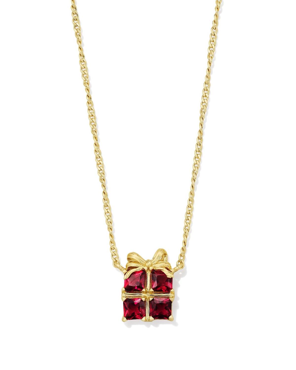 Kendra Scott Women's Present Short Pendant Necklace in gold red crystal - women's jewelry