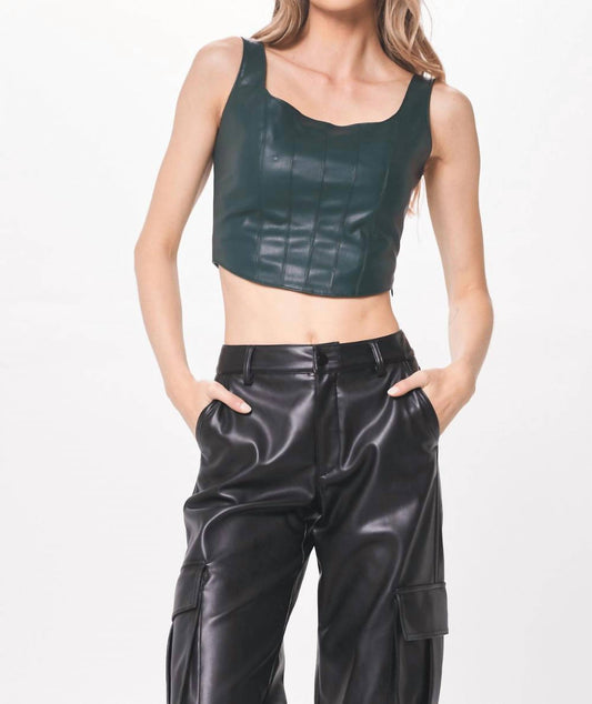 Vintage Havana - Faux Leather Corset Top