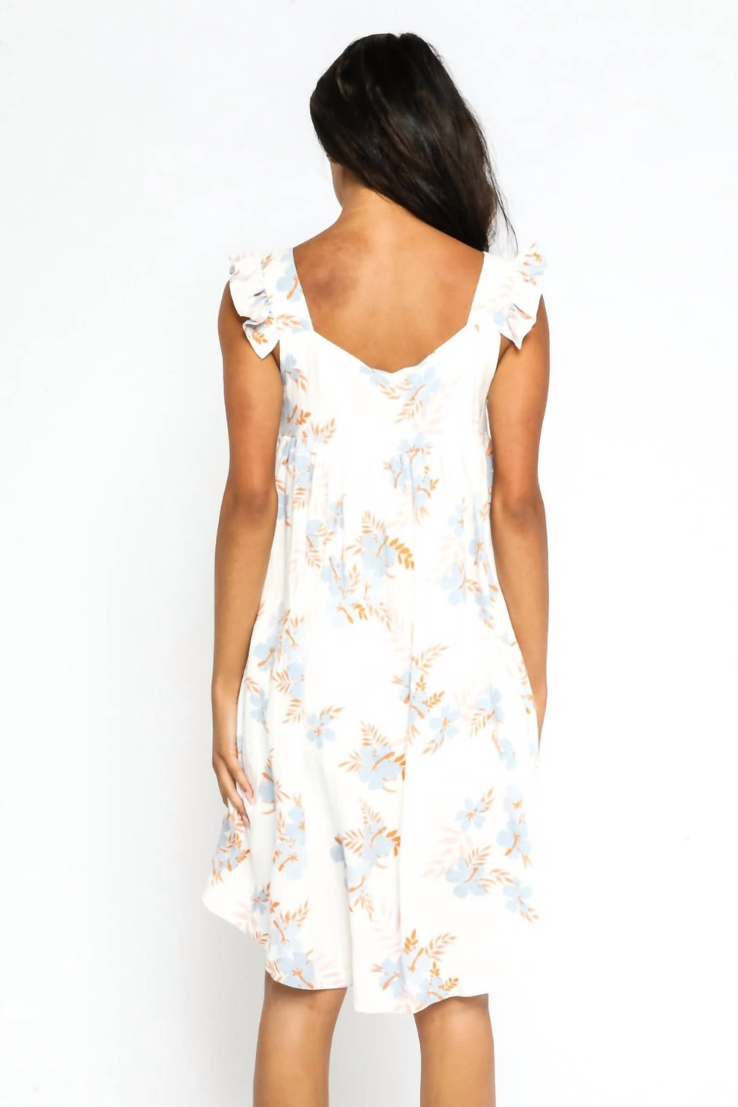 Olivaceous - Floral Ruffle Strap Sun Dress