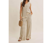 In February - Striped Wide Leg Knit Pants