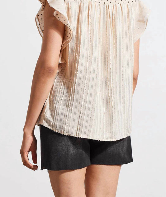 Tribal - Mxed Media Blouse W/ Frill sleeve