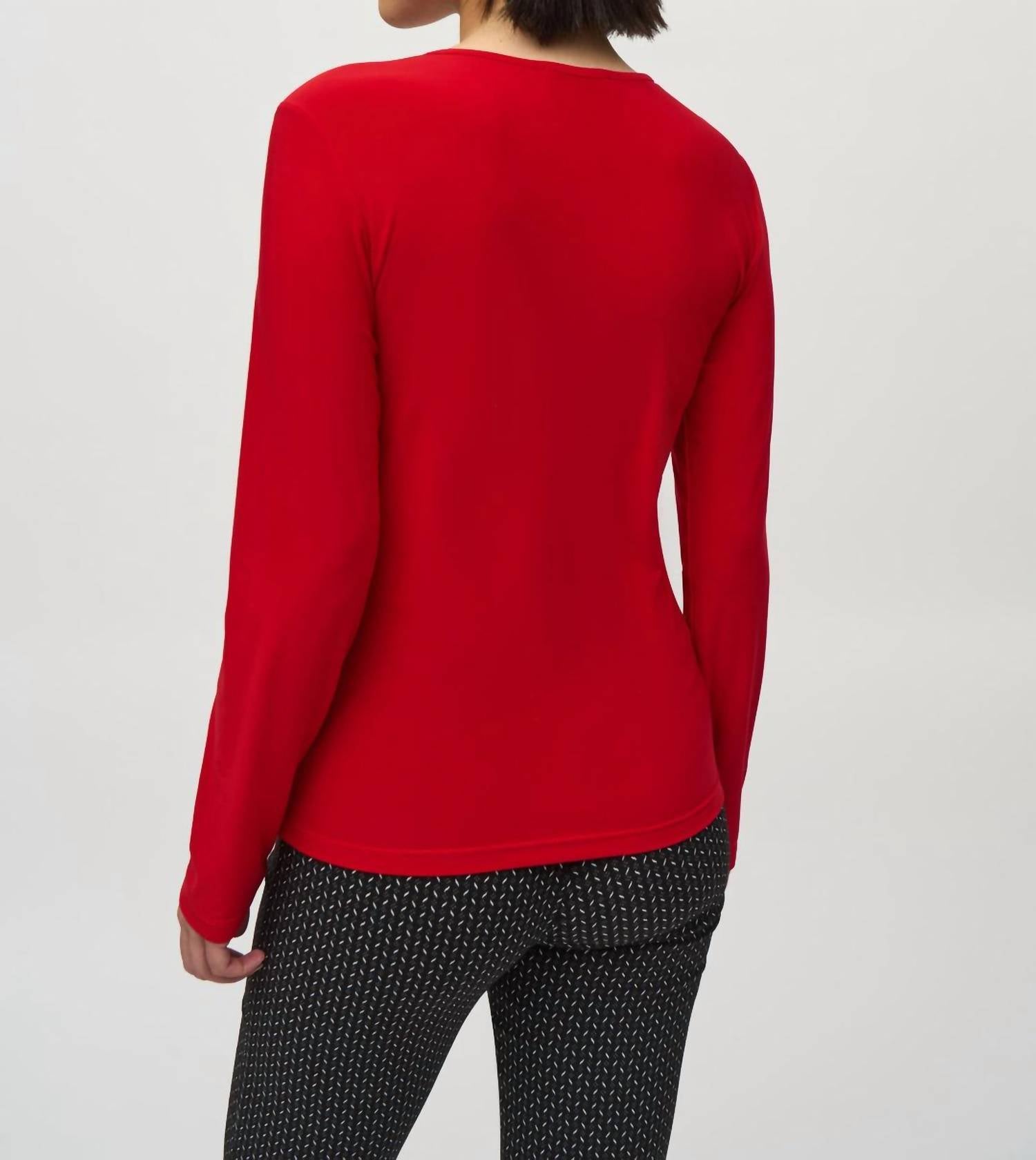 Joseph Ribkoff - Mesh Trim Long Sleeve Top