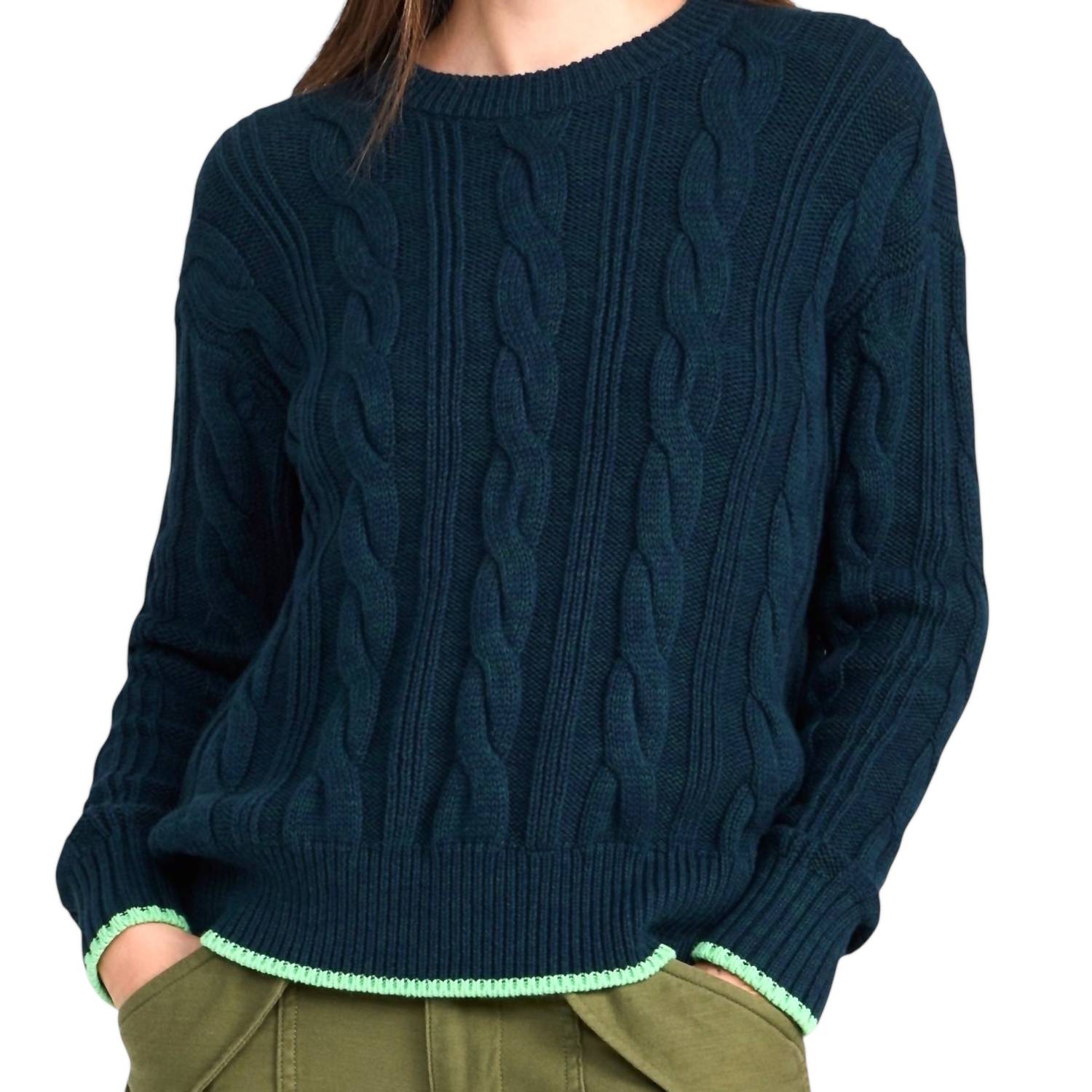 KERRI ROSENTHAL Maxwork Cable Pullover Sweater in ocean - women's sweater - view 5