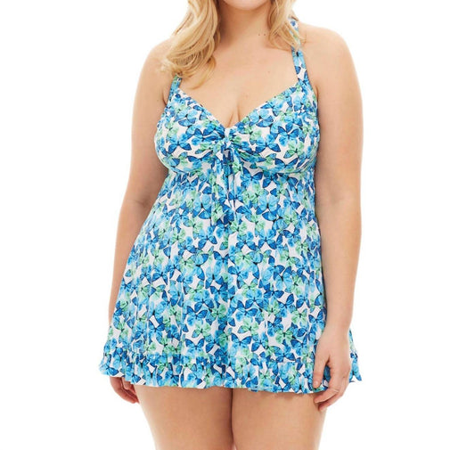 Always For Me - Blue Plus Size Two Piece Flutter Swimdress Set