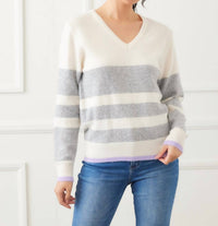 Karen Kane Stripe V-neck Sweater - women's sweater - view 5