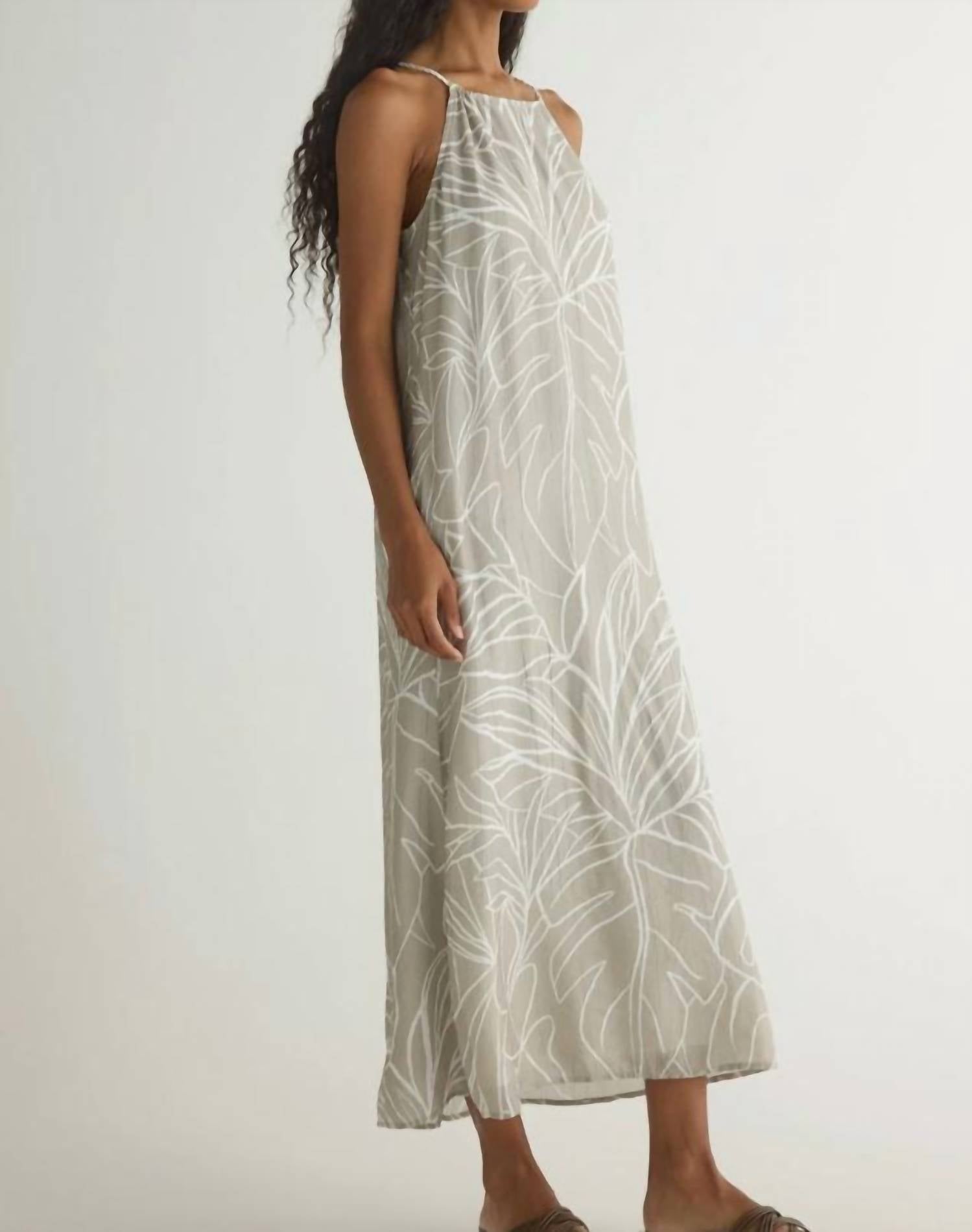 Bella Dahl Halter Maxi Dress in tropical print 1 - women's dress - alternate view