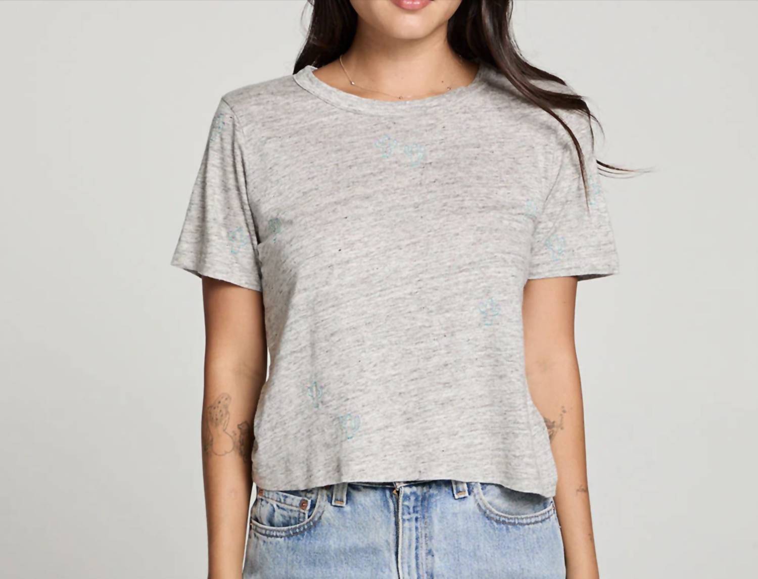 Chaser - Linen Jersey Emb. Cactus Tee