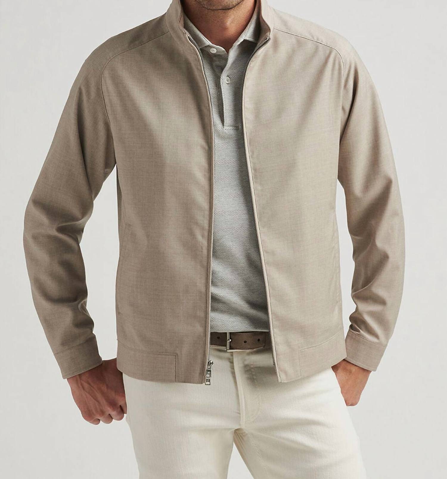 PETER MILLAR Excursionist Lite Bomber Jacket in dark sand - men's jacket