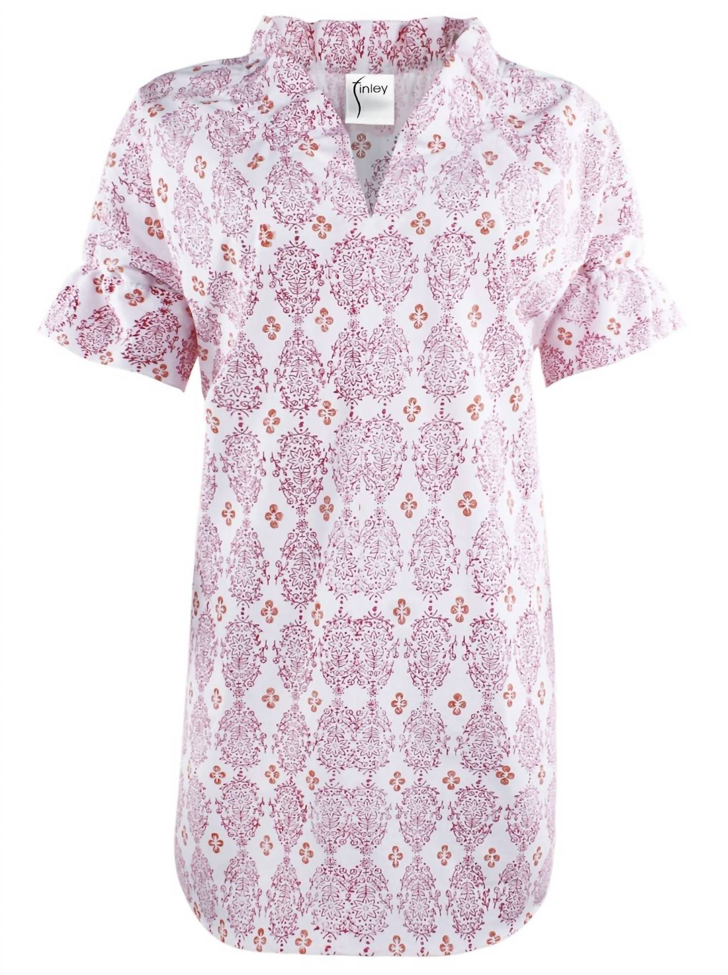Finley Crosby Dress in pink white - women's dress - detail view