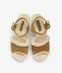 pedro garcia Women's Dril Shearling Platform Sandal in alpaca velour and shearling - women's sandal - alternate view