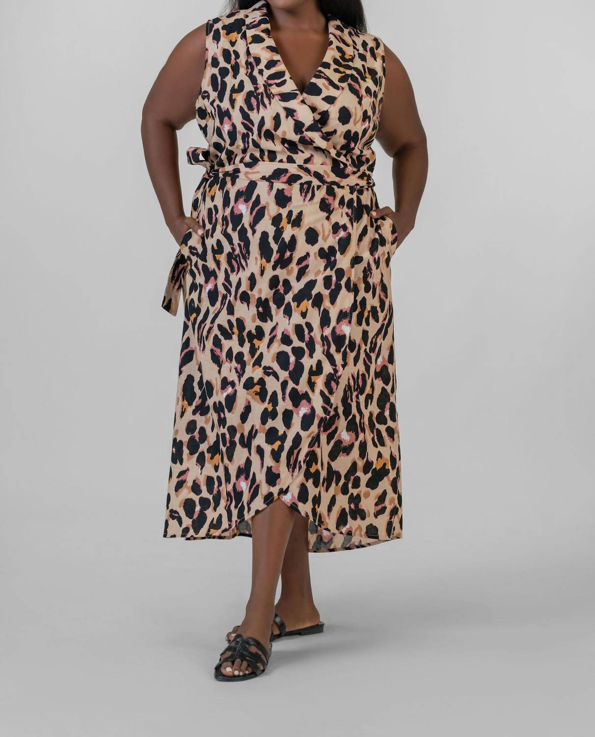 Never Fully Dressed - Cotton Linen Leopard Brooklyn Maxi Dress - Plus