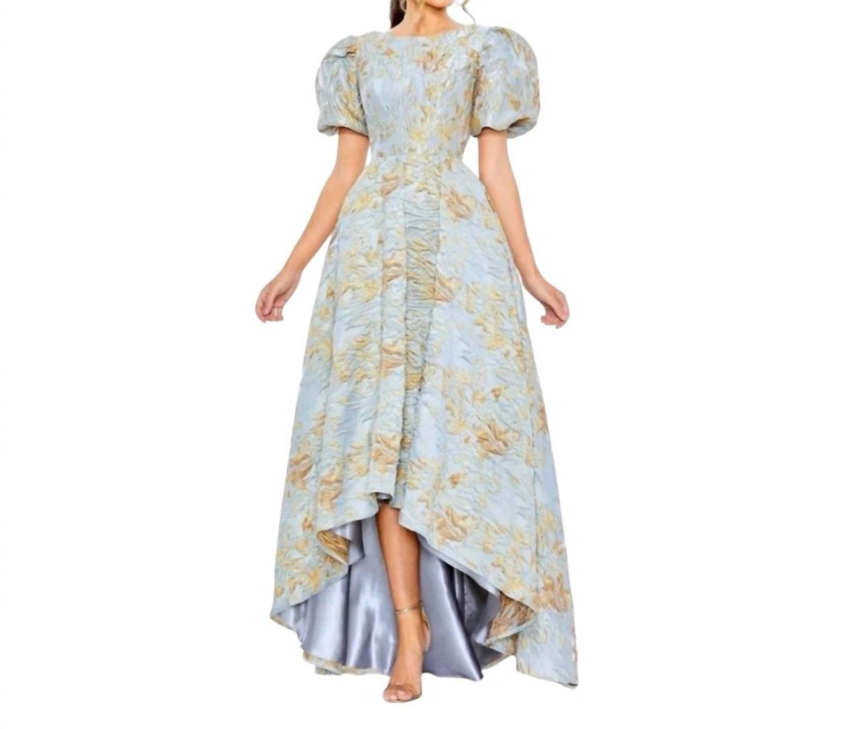 Mac Duggal - Women's Floral Jacquard High Low Gown