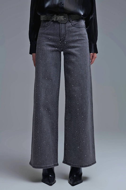 Q2 - High Waist Rhinestone Denim