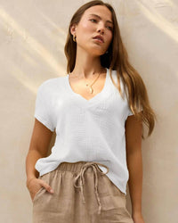 Lamade - Suri Deep V-neck Gauze Tee