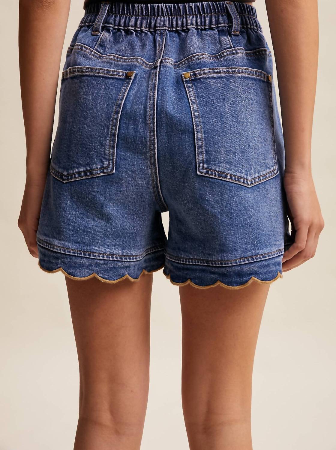 Listicle - Women's Lizzy Scallop Button-side Stretch Denim Shorts