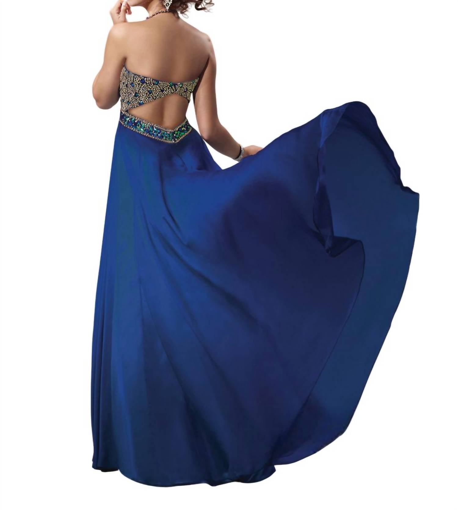 Kiss Kiss Formal - Strapless Beaded Bodice Chiffon Evening Dress