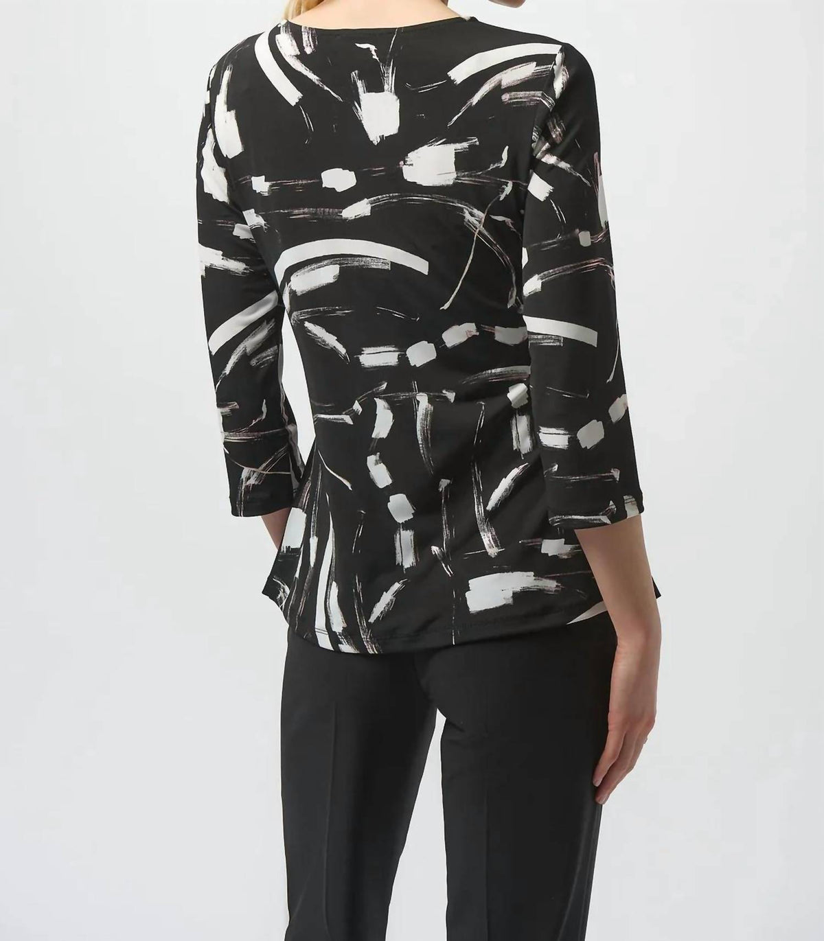 Joseph Ribkoff - Abstract Print Three Quarter Sleeves Asymmetrical Top