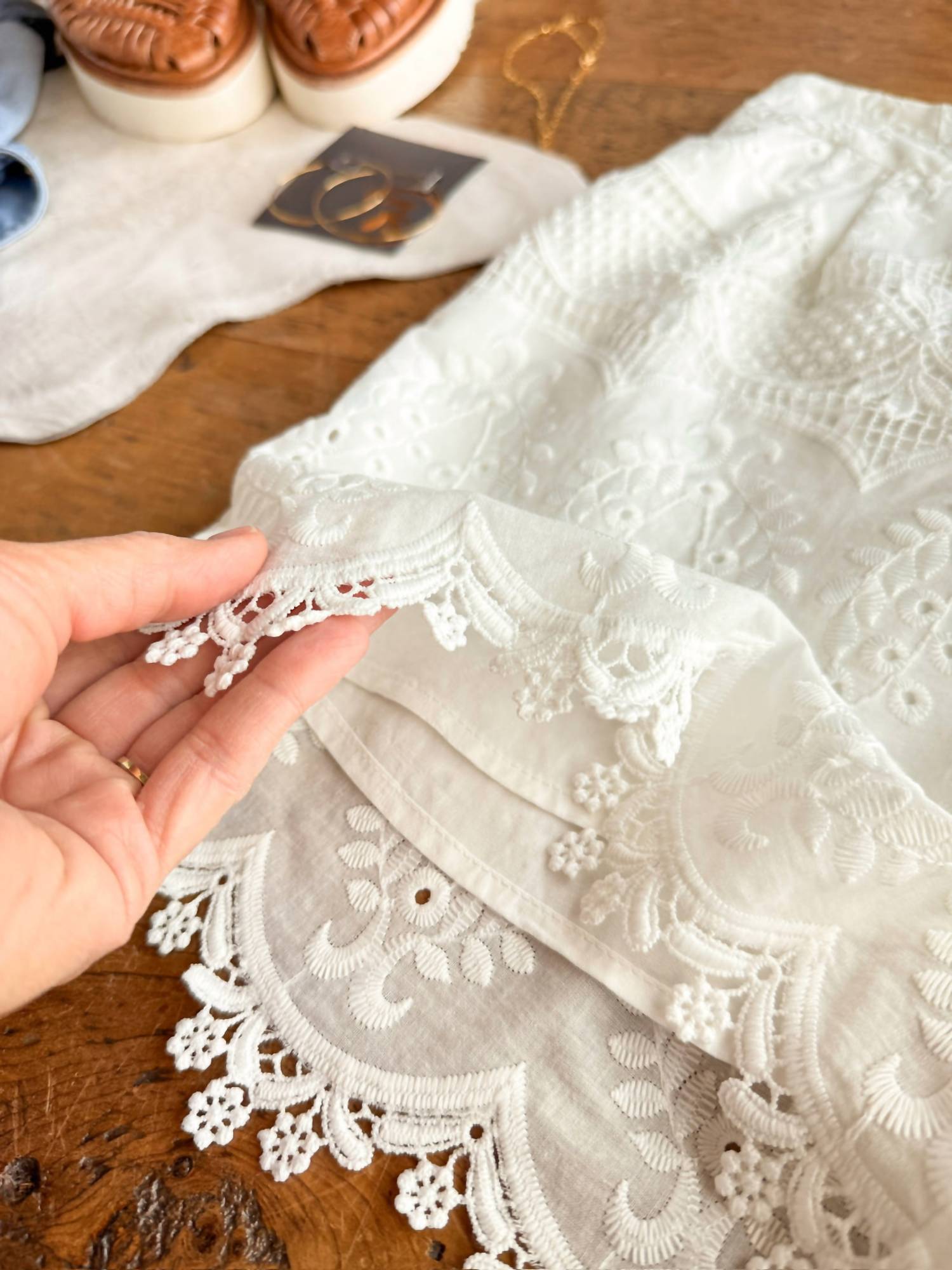 Skies Are Blue - Women's Layered Lace Shorts