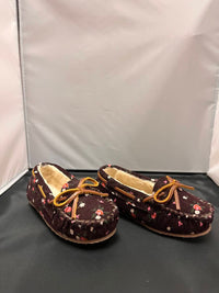 MINNETONKA Girl's Floral Moccasin in raisin - kids' shoe