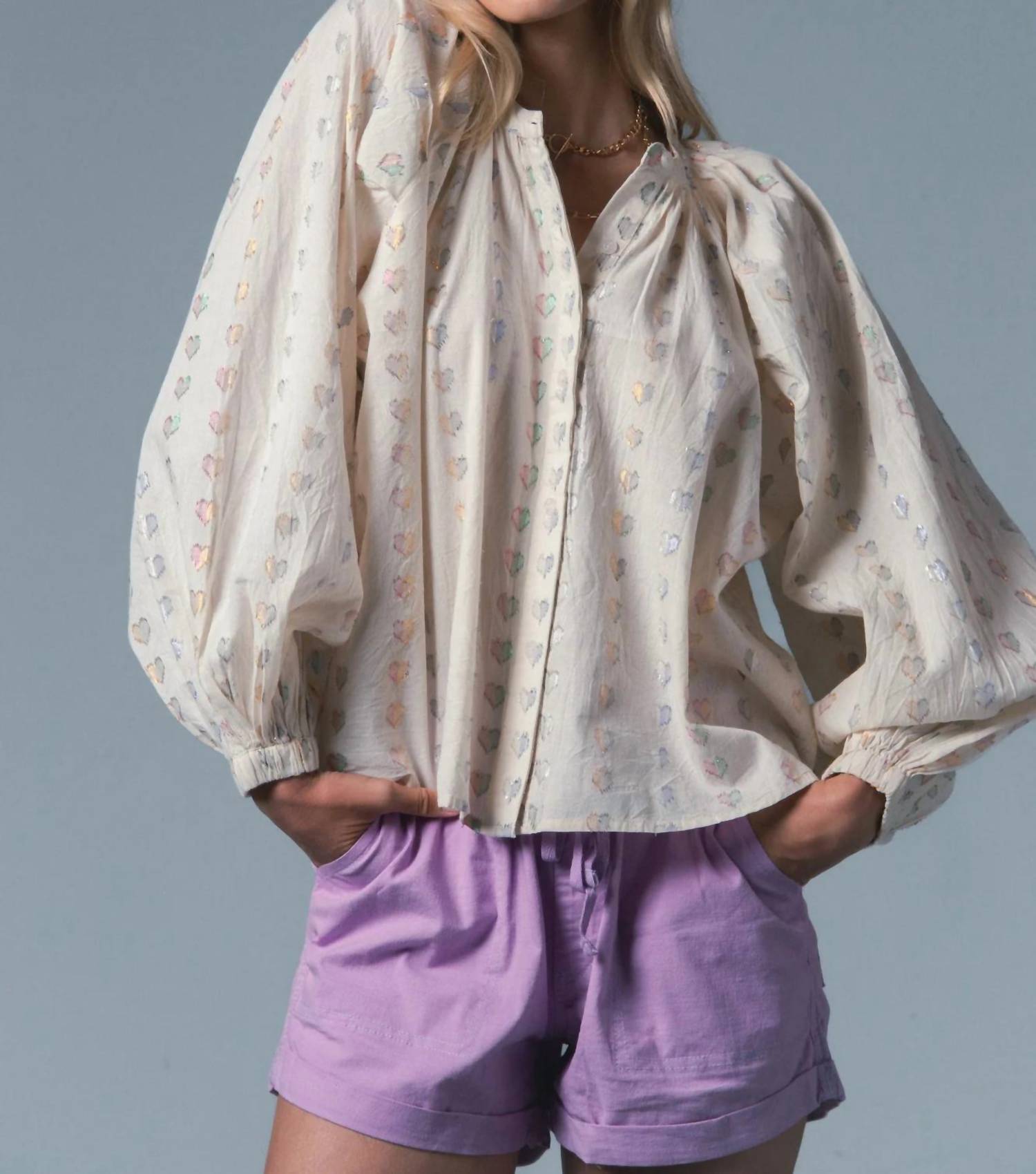 THE SHIRT Women's The Minka Shirt in lurex hearts - women's blouse