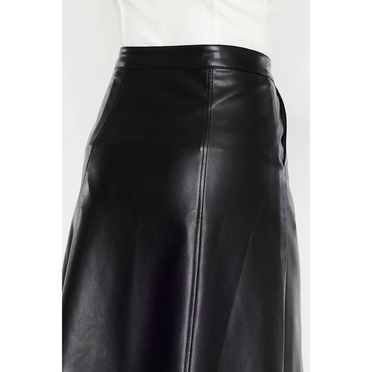 Kancan - High Rise Leather Midi Skirt