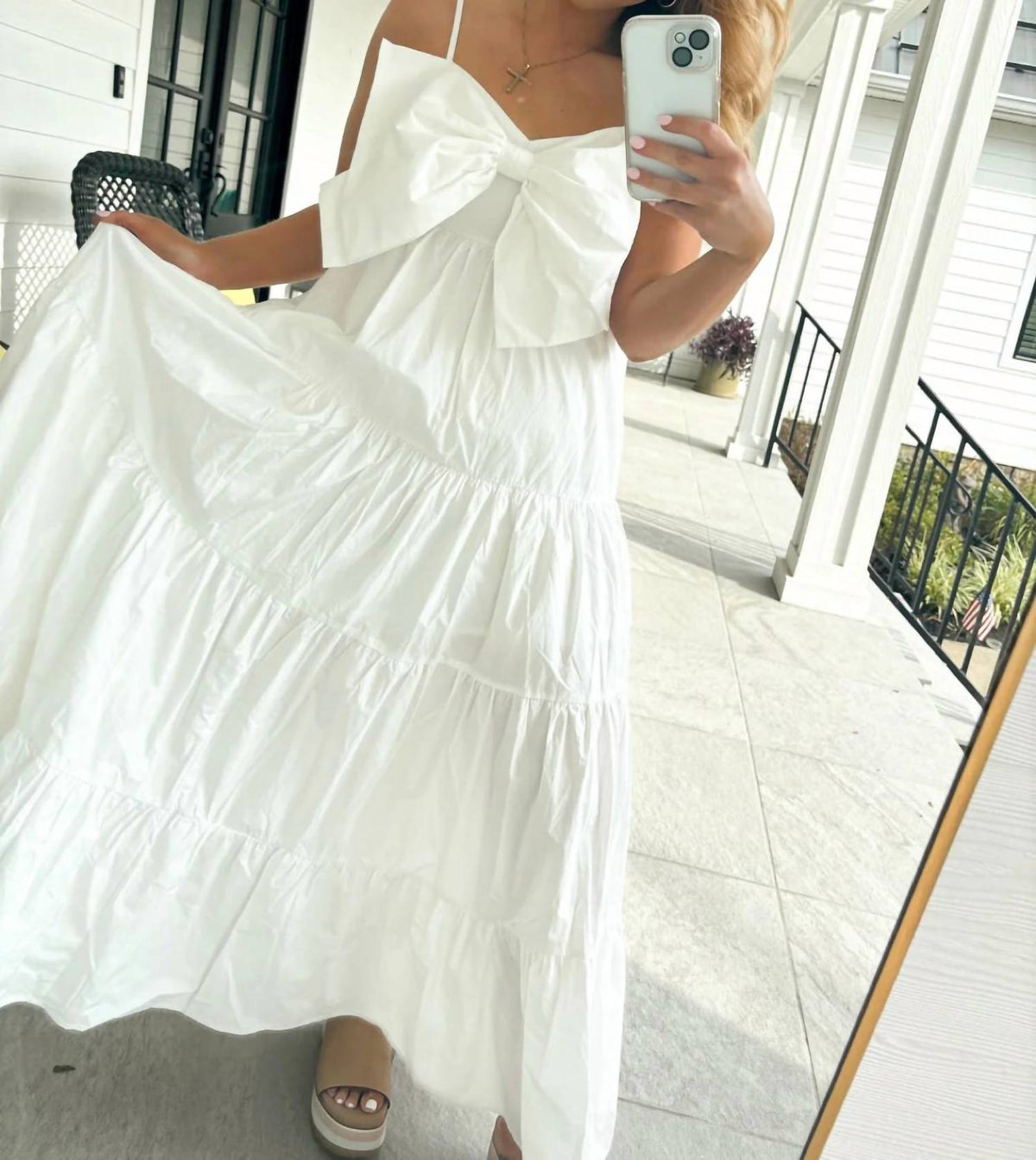 Mable - Bow Tiered Midi Dress